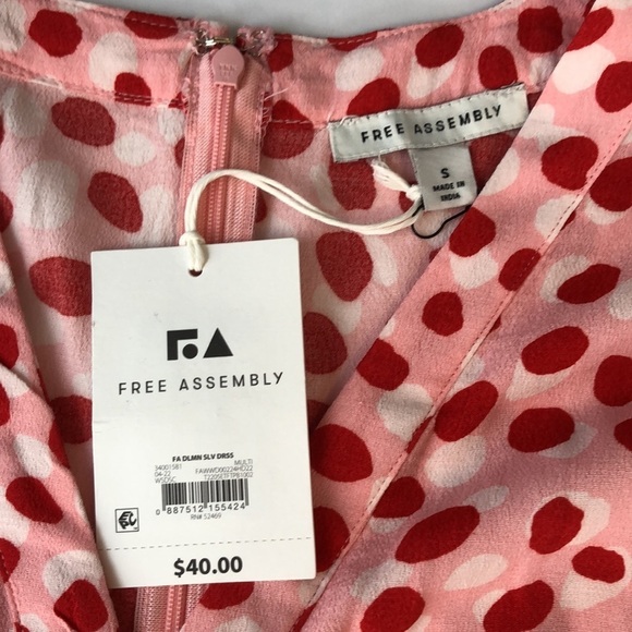 Free Assembly's Dolman Sleeve Red/ Pink/ White Dress Size S - Picture 10 of 14